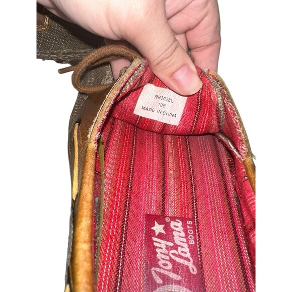 TONY LAMA WOMEN'S STRAW 3R CASUALS CANVAS & TAN LEATHER SHOES RR3028L Sz 10 - Picture 11 of 11